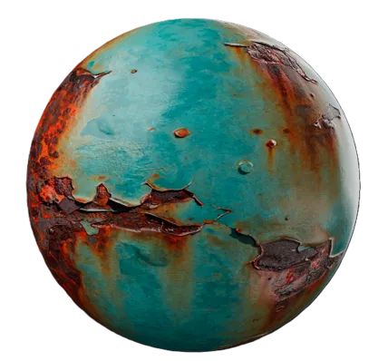 Aged bronze PBR material sphere preview
