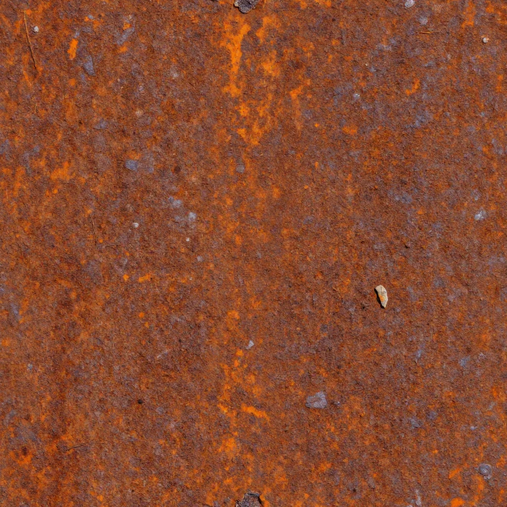 Heavily oxidized steel covered with rough orange and dark brown corrosion.
